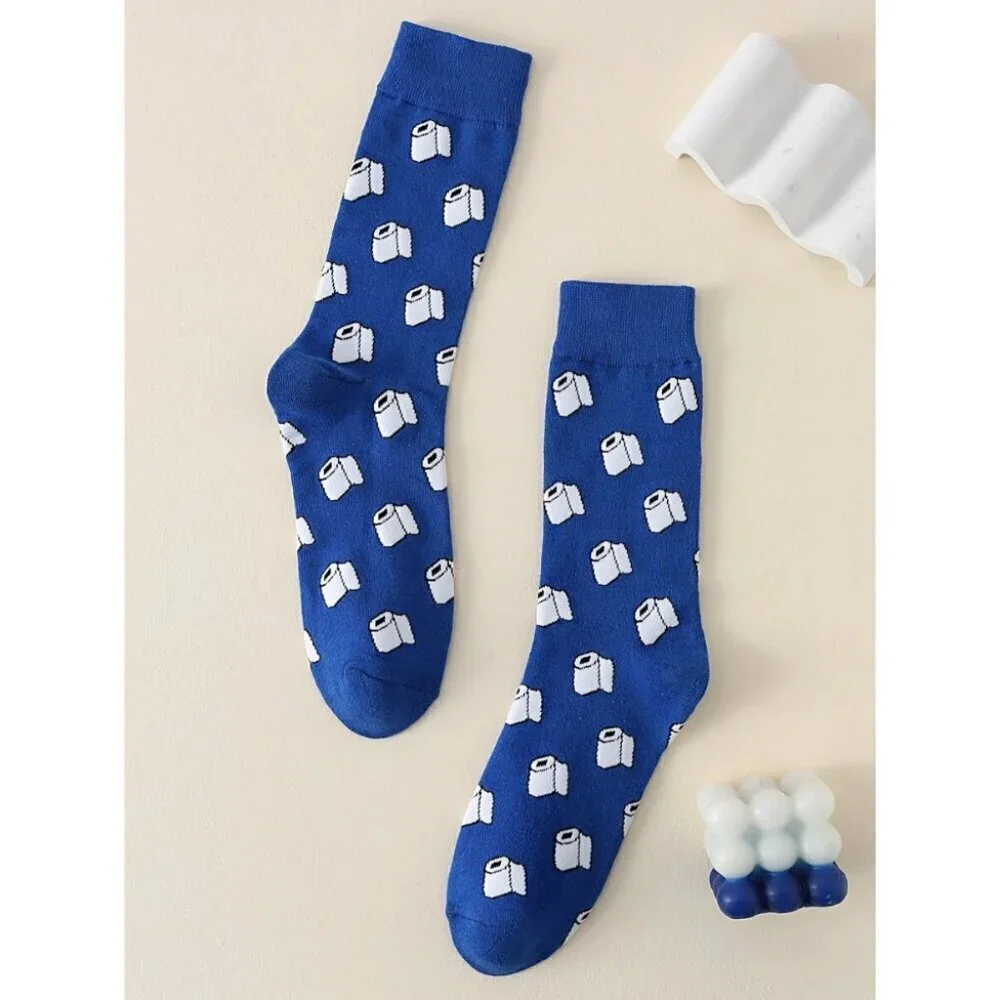 1pair Women's Fashionable Mid-calf Socks Tissue Pattern Crew Socks